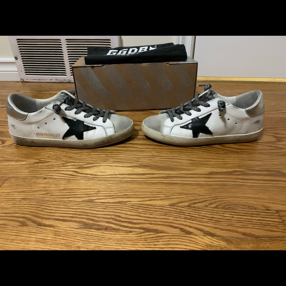 Golden Goose White Sneakers with Black Star